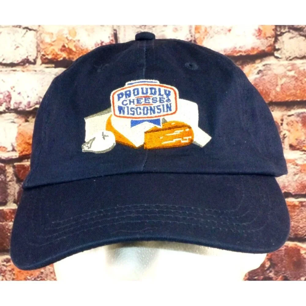 Proudly Cheese Wisconsin Navy Blue Adjustable Baseball Cap
